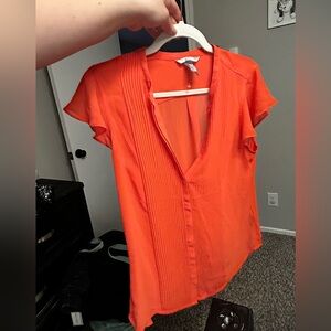 H&M Vibrant Orange V-Neck Blouse